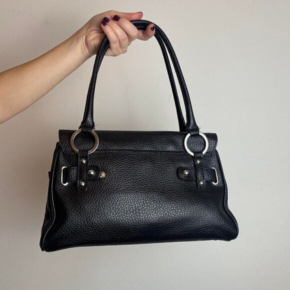 Guess Vintage Y2K Black Leather Shoulder Bag with Silver Hardware - Picture 3 of 6